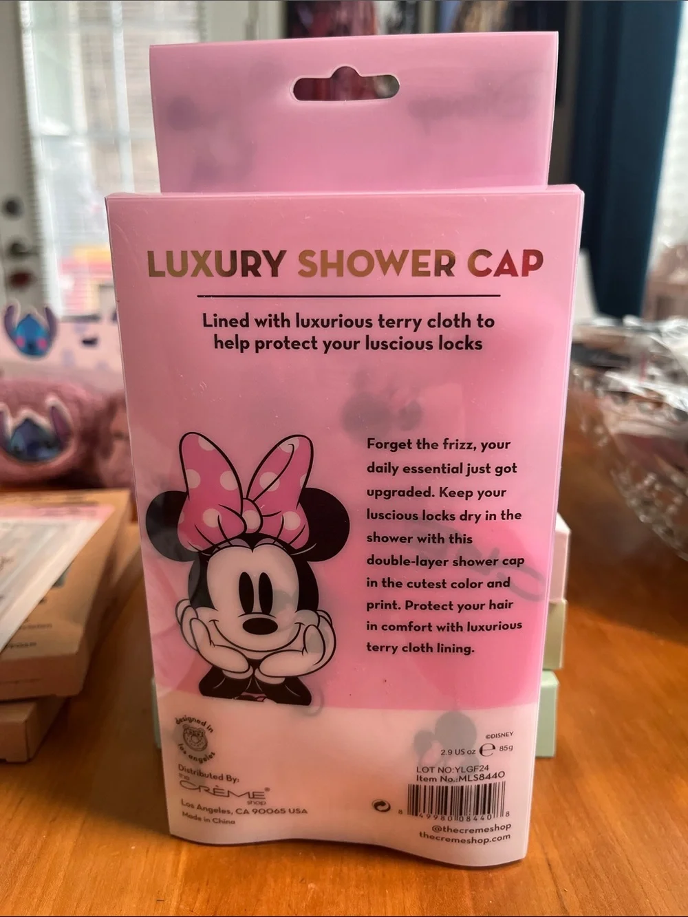 Disney Minnie Mouse Pink Polka Dot Shower Cap with Bow Accents